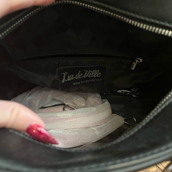 Lux de Ville Glittery Pink and Black Blast Off Tote - Picture 3 of 6